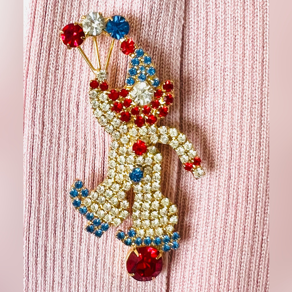 Dorothy Bauer Vintage Clown & Balloons Brooch Pin